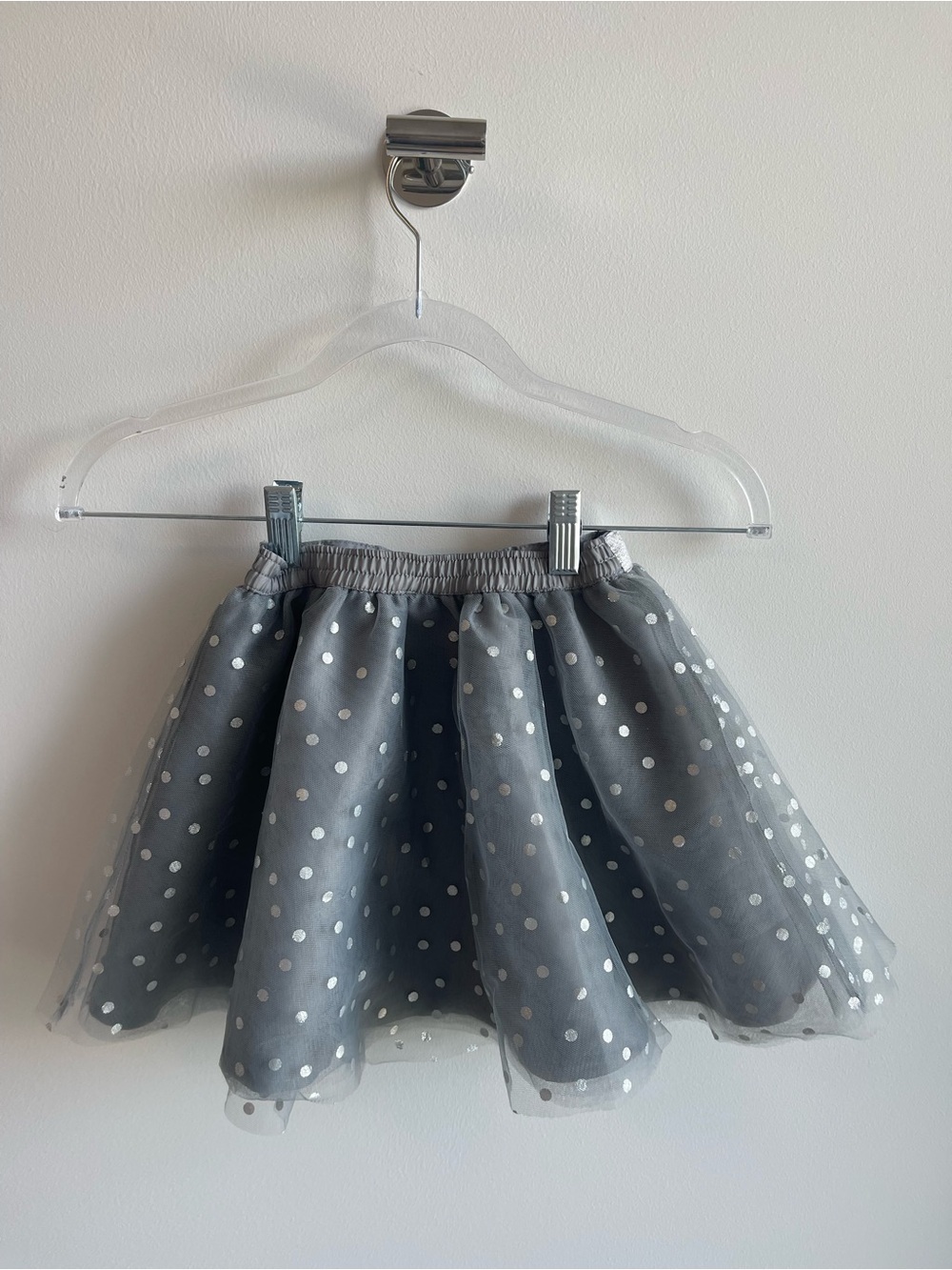 Janie and Jack Girls Gray Polka Dot Tulle Skirt